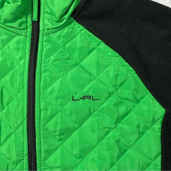 Lauren Ralph Lauren Active Quilted Fleece Zip-Up Jacket Small Green Black - Picture 5 of 15